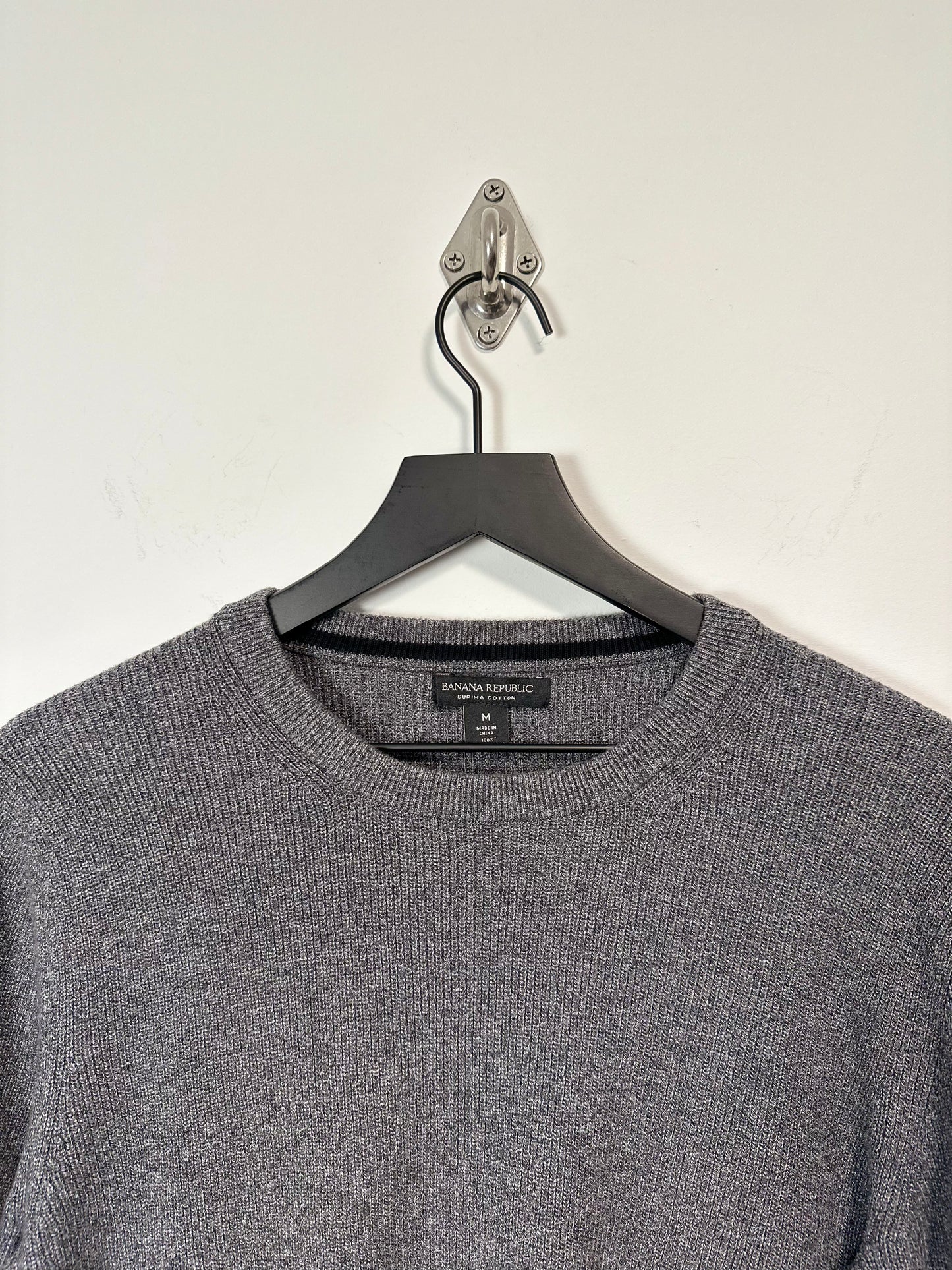 SUPIMA COTTON RIBBED CREW NECK SWEATER