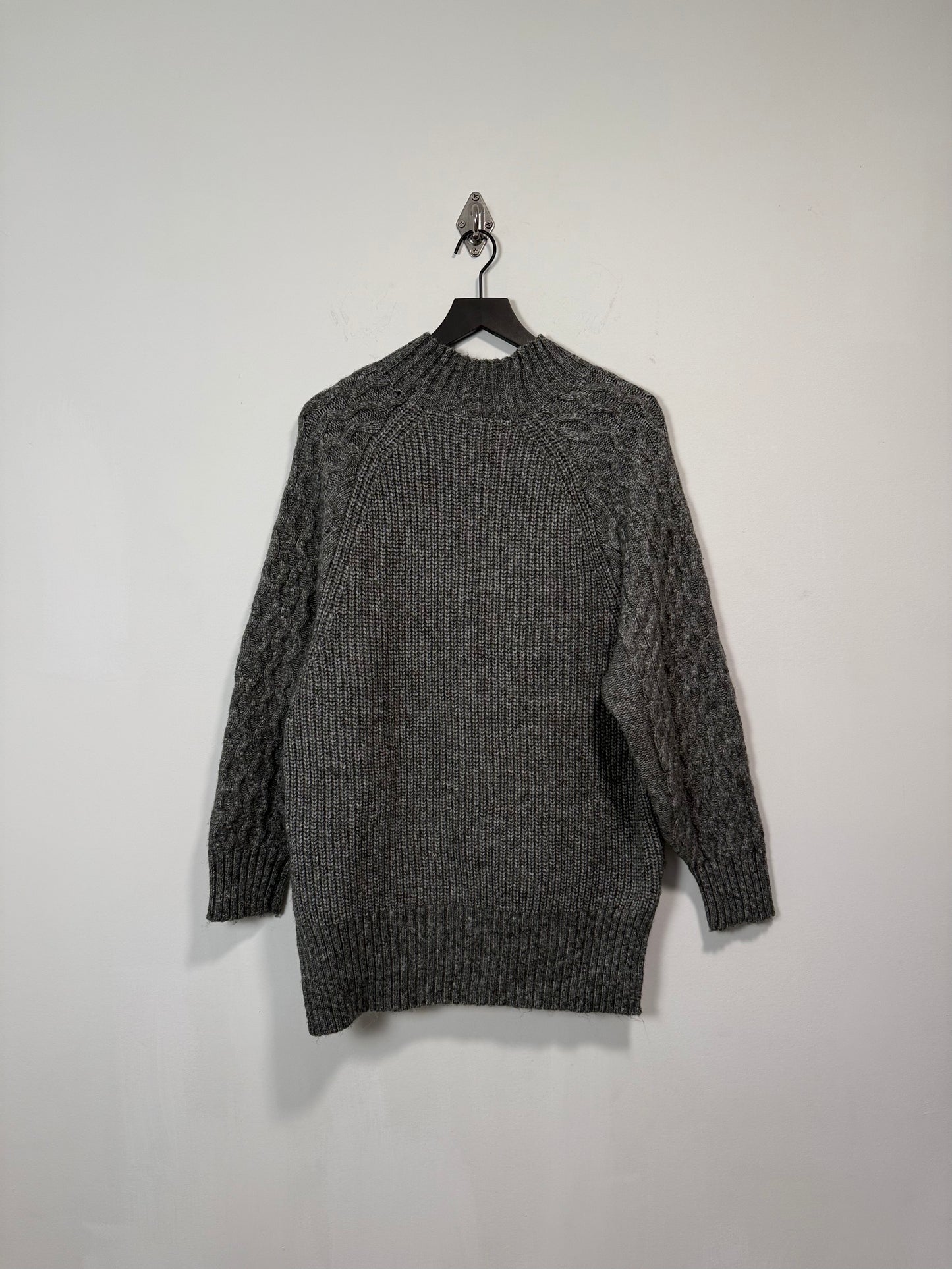 MOCK NECK ARAN KNIT SWEATER