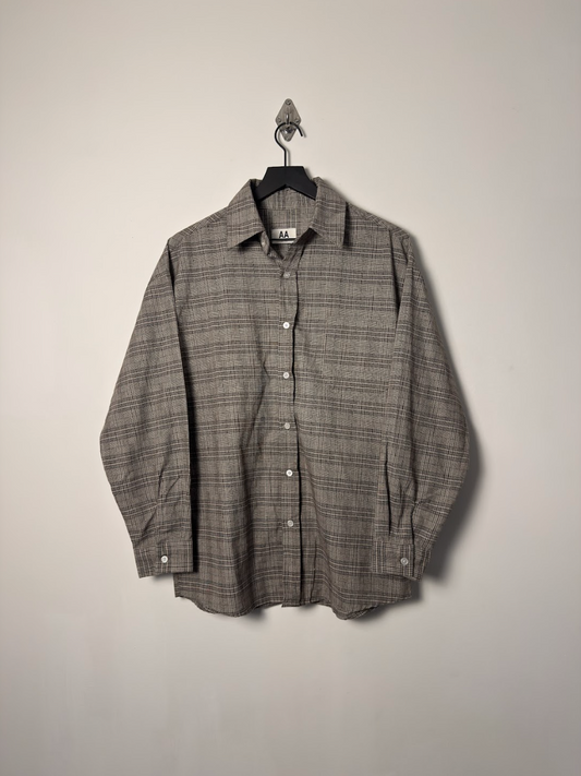 COTTON LINEN BLEND GLEN CHECK SHIRT