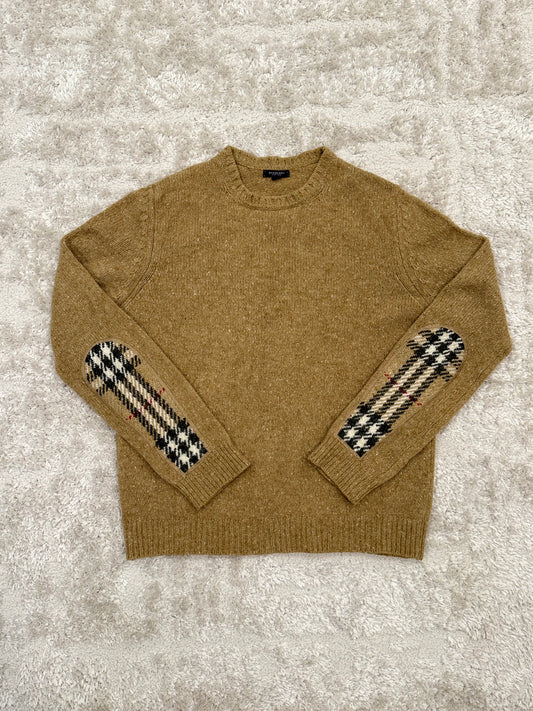 BURBERRY ELBOW PATCH KNIT SWEATER