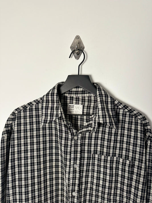 COTTON LINEN BLEND TARTAN CHECK SHIRT