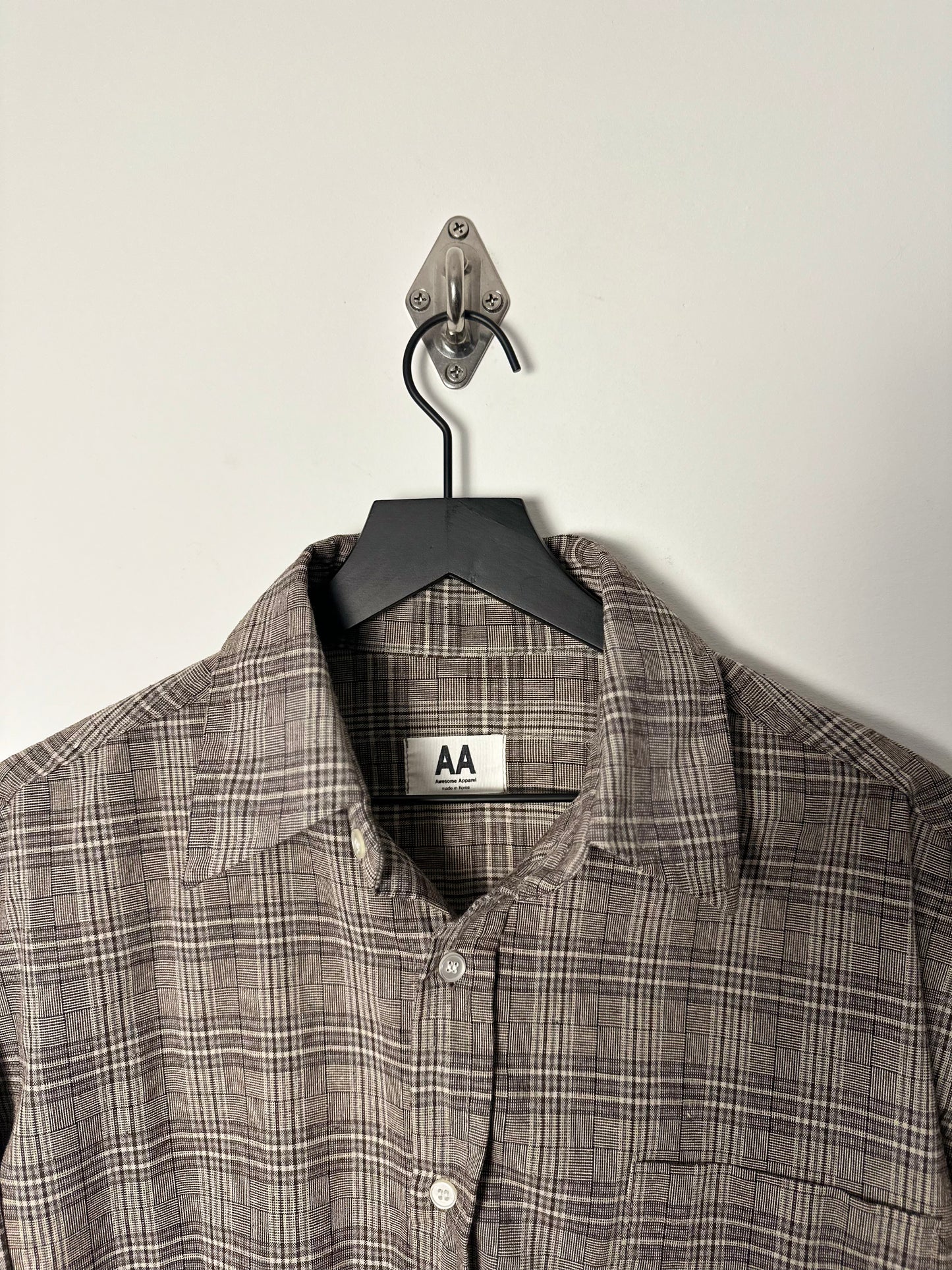 COTTON LINEN BLEND GLEN CHECK SHIRT