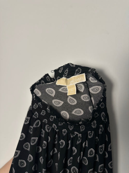 PAISLEY JERSEY LONG SLEEVE MOCK NECK DRESS