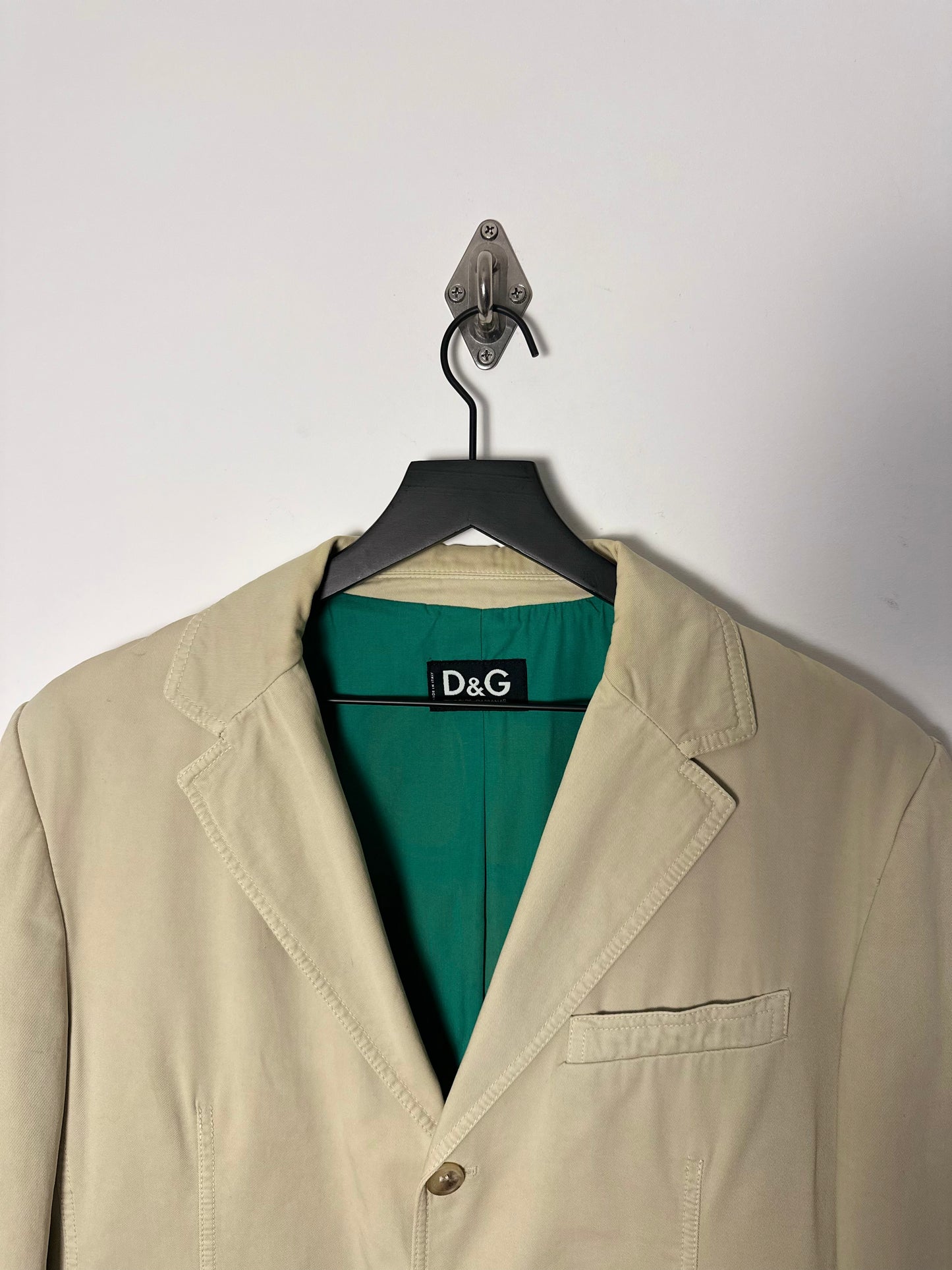 COTTON POLY NOTCH COLLAR LONG JACKET