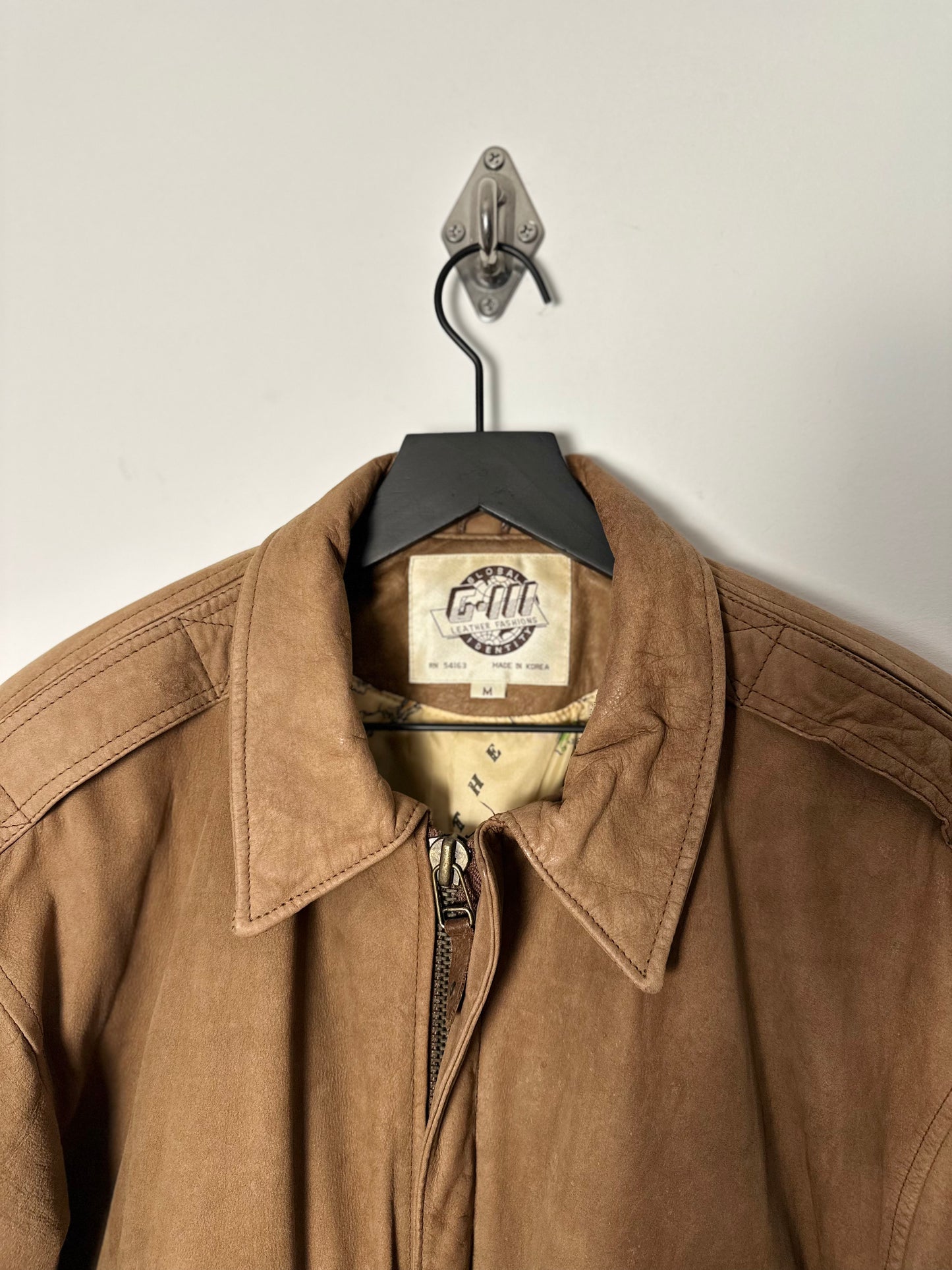 GLOBAL IDENTITY LEATHER BOMBER JACKET