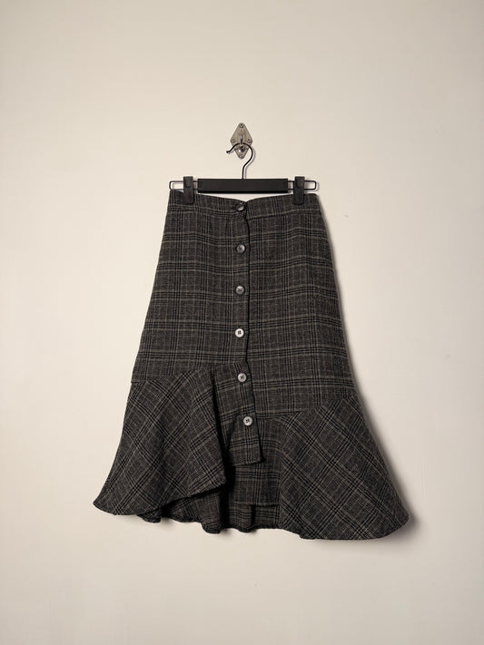 WOOL BLEND ASYMMETRIC FLARE SKIRT