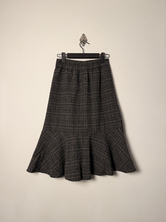 WOOL BLEND ASYMMETRIC FLARE SKIRT