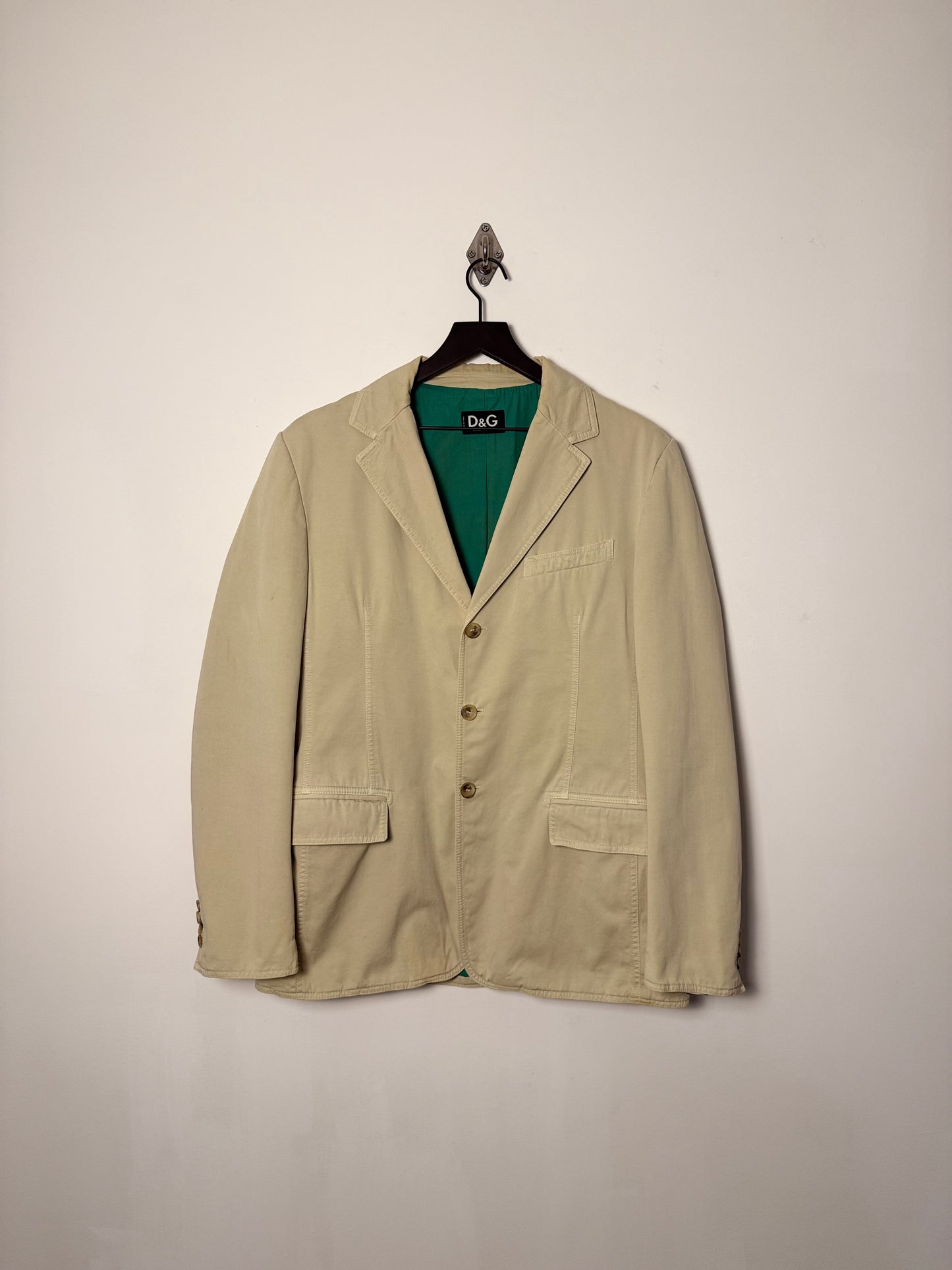 COTTON POLY NOTCH COLLAR LONG JACKET