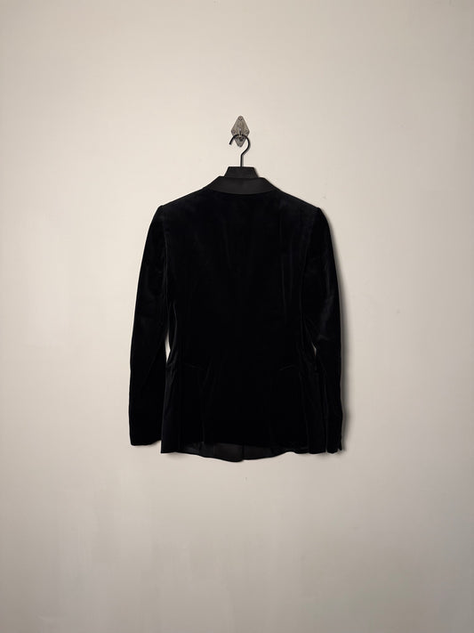 SATIN PEAK LAPEL VELVET BLAZER