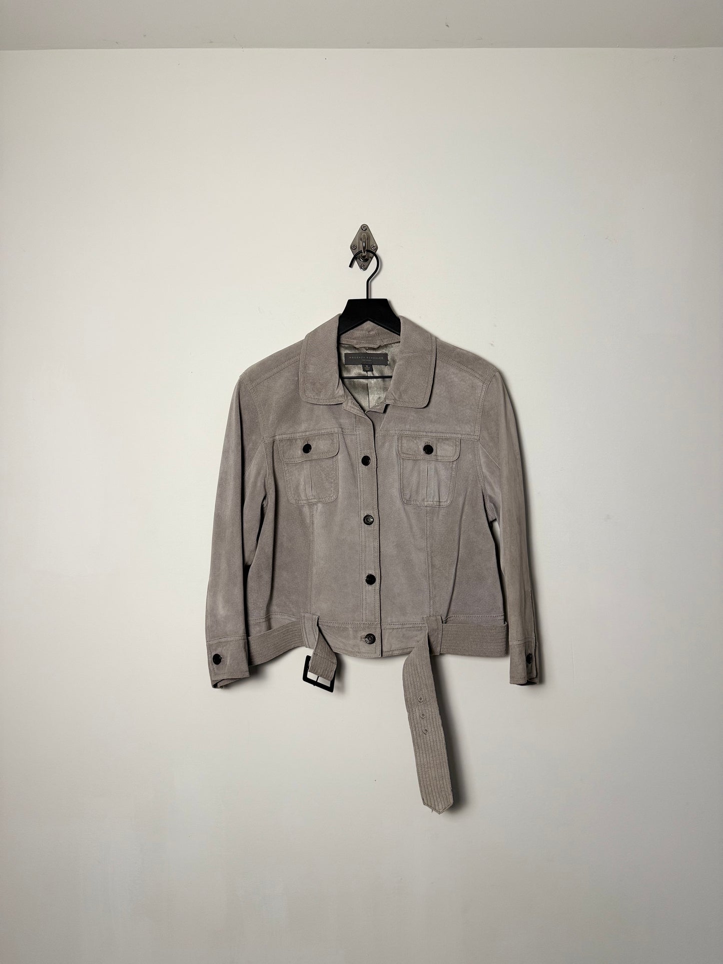 BELTED LEATHER TRUCKER JACKET