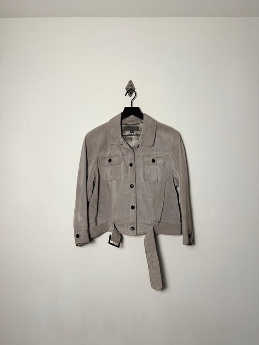 BELTED LEATHER TRUCKER JACKET